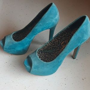 Jessica Simpson blue suede heels